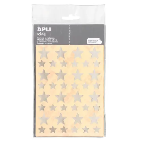Gommettes étoiles argent 17 feuilles - Apli