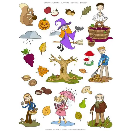 Gommettes th&eacute;matiques L&rsquo;Automne 3 feuilles - Apli 