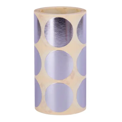 Rouleau de gommettes rondes &Oslash;33 mm m&eacute;tallis&eacute;es argent - Apli 