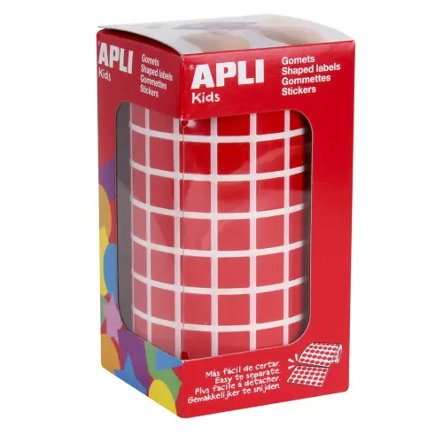 Rouleau gommettes carr&eacute;es 10 mm rouges - Apli 