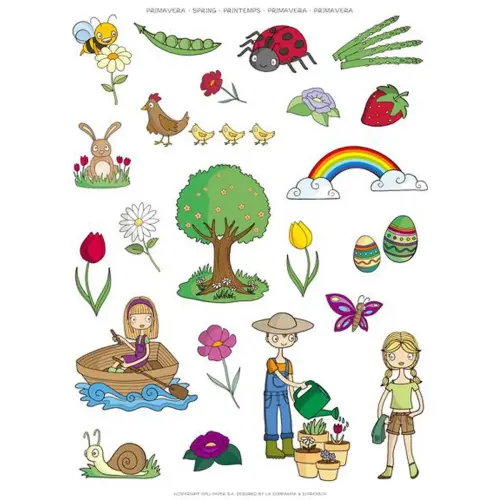 Gommettes th&eacute;matiques Le Printemps 12 feuilles - Apli 