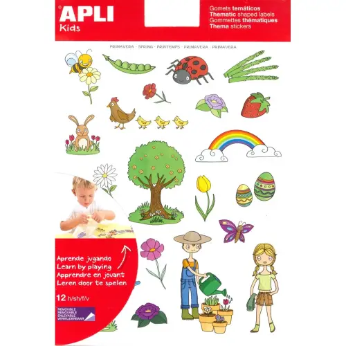Gommettes th&eacute;matiques Le Printemps 12 feuilles - Apli 
