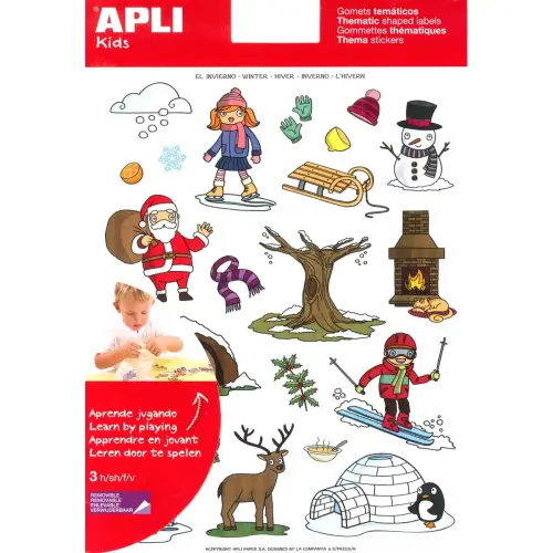 Gommettes thématiques L’Hiver 3 feuilles - Apli