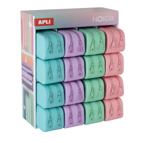 Pr&eacute;sentoir de 16 trousses doubles en silicone Nordik - Apli 