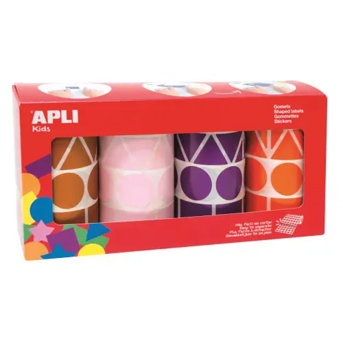 Boîte de rouleaux de gommettes géométriques XL 4 couleurs - Apli