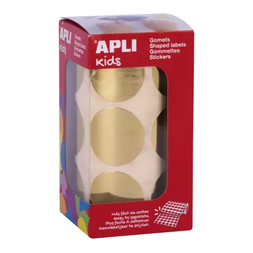 Rouleau de gommettes rondes Ø33 mm métallisées or - Apli