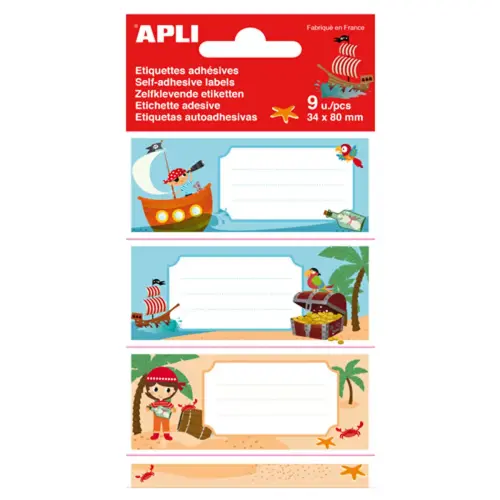 Étiquettes scolaires pirates 9 unités - Apli