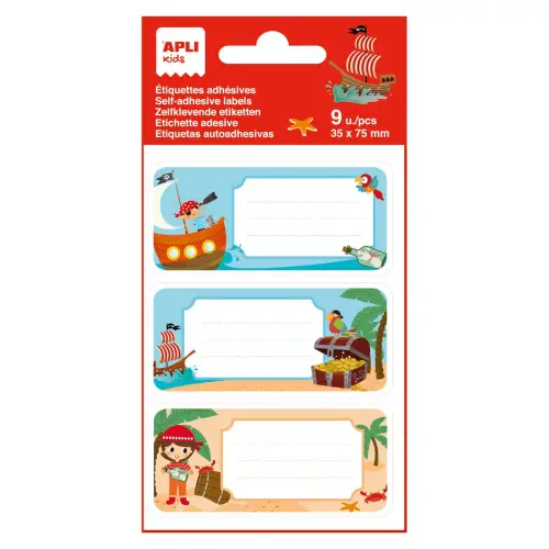 Étiquettes scolaires pirates 9 unités - Apli