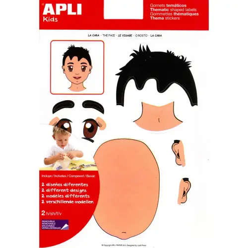 Gommettes thématiques Le Visage 2 feuilles - Apli