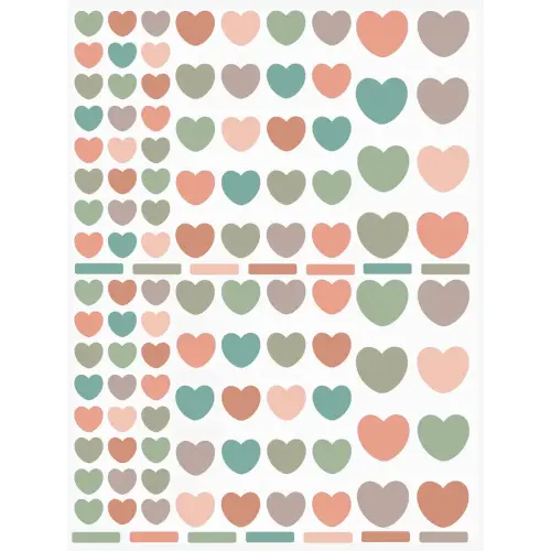 Gommettes coeurs enlevables couleurs Vintage 6 feuilles - Apli 