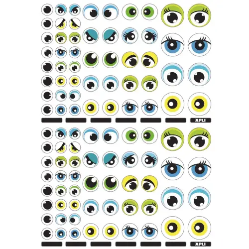 Gommettes th&eacute;matiques Yeux bleus/verts 3 feuilles - Apli 