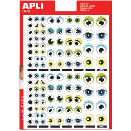 Gommettes th&eacute;matiques Yeux bleus/verts 3 feuilles - Apli 