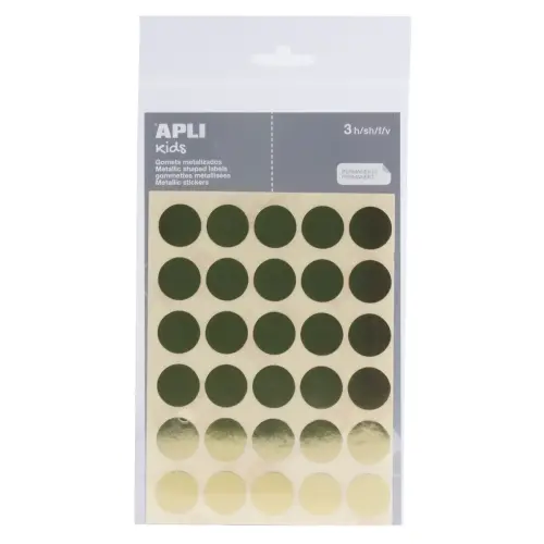 Gommettes rondes Ø 20 mm or métallisé 3 feuilles - Apli