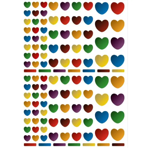 Sachet de gommettes cœurs métallisées couleurs assorties 6 feuilles - Apli