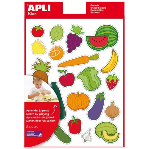 Gommettes thématiques Fruits et légumes 3 feuilles - Apli