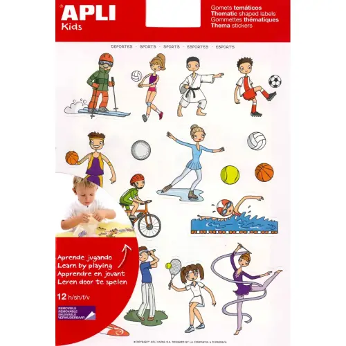 Gommettes th&eacute;matiques Les Sports 12 feuilles - Apli 