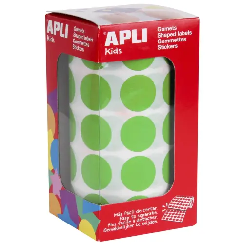 Rouleau gommettes rondes Ø 20 mm vert clair - Apli