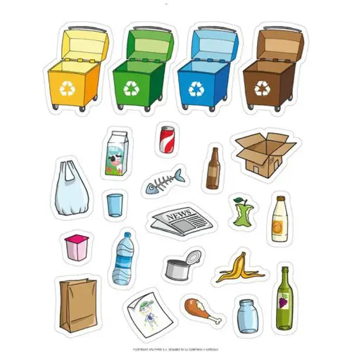 Gommettes th&eacute;matiques Le Recyclage 12 feuilles - Apli 