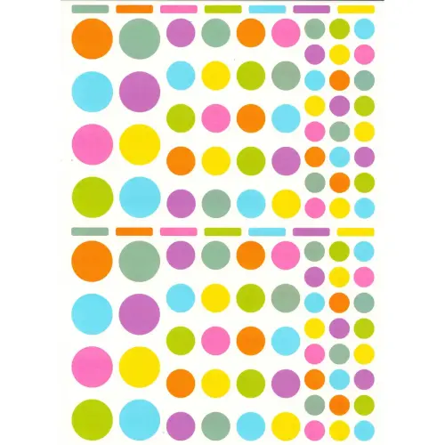 Gommettes rondes couleurs peps 6 feuilles - Apli
