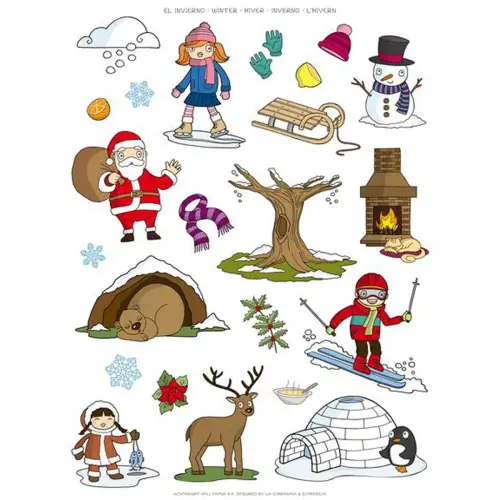 Gommettes th&eacute;matiques L&rsquo;Hiver 12 feuilles - Apli 