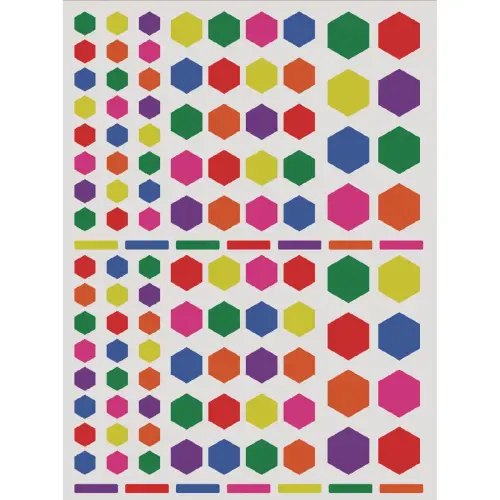 Gommettes hexagonales enlevables couleurs assorties 6 feuilles - Apli