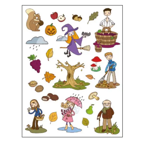 Gommettes th&eacute;matiques L&rsquo;Automne 12 feuilles - Apli 