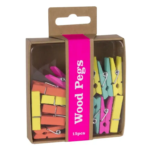 Pinces en bois Fluor collection 15 unit&eacute;s - Apli 