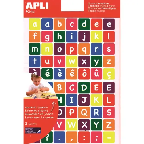 Gommettes th&eacute;matiques enlevables les lettres 3 feuilles - Apli 