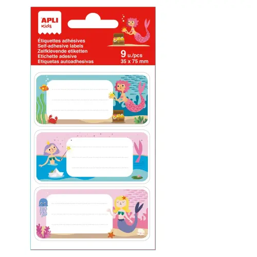&Eacute;tiquettes scolaires sir&egrave;nes - 3 motifs - 9 unit&eacute;s - Apli 