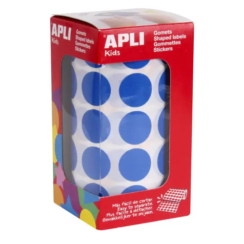 Rouleau gommettes rondes &Oslash; 20 mm bleues - Apli 