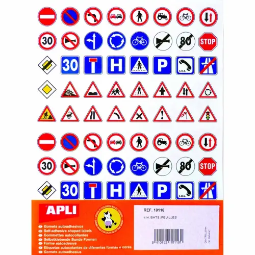 Gommettes thématiques réalistes code de la route 4 feuilles - Apli