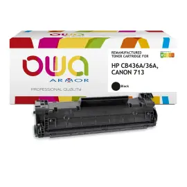 Toner &eacute;q. HP CB436A, CANON 713 - Noir - OWA 