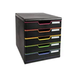 Bloc de classement 5 tiroirs Modulo - Noir et coloris assortis - EXACOMPTA 