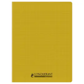Cahier polypropyl&egrave;ne piq&ucirc;re Sey&egrave;s - A4+ 90g - 96 pages - Jaune - Conqu&eacute;rant 