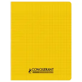 Cahier polypropyl&egrave;ne piq&ucirc;re Sey&egrave;s - A5+ 90g - 96 pages - Jaune - Conqu&eacute;rant 