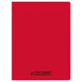 Cahier polypropyl&egrave;ne piq&ucirc;re Sey&egrave;s - A4+ 90g - 48 pages - Rouge - Conqu&eacute;rant 