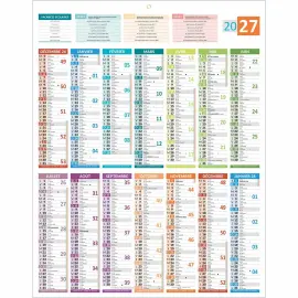 5 Calendriers banque  France 14 mois - 55x43 cm - Janvier &agrave; d&eacute;cembre - BOUCHUT GRANDREMY 