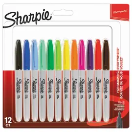 12 Marqueurs permanents FINE - Pointe conique 0.9mm - SHARPIE 