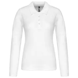 Polo femme - Manches longues - Taille M - Blanc 