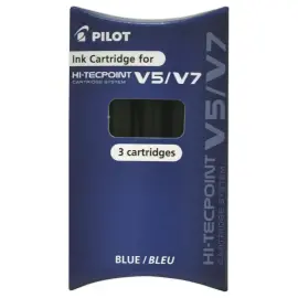 3 Recharges pour stylo V5 / V7 rechargeable PILOT - Bleu 