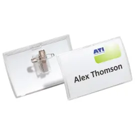 25 Badges Click Fold DURABLE - 9 x 5,4 cm - Fixation &eacute;pingle + pince 