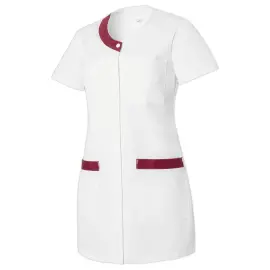 TUNIQUE M&Eacute;DICALE MANCHES COURTES F VALENTINE HASSON&ndash;BLANC BORDEAUX&ndash;T.6 