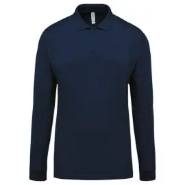 Polo homme - Manches longues - Taille S - Marine 