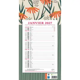 Calendrier mensuel &agrave; effeuiller  Vegetal - 19x36 cm - Janvier &agrave; d&eacute;cembre - BOUCHUT GRANDREMY 