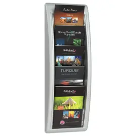 Pr&eacute;sentoir mural aluminium Quick Fit - PAPERFLOW - 5 cases A5 