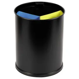 Corbeille tri s&eacute;lectif  - 3 compartiments - 13L - Noir 