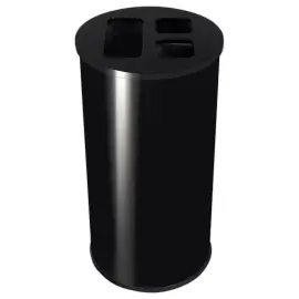 Collecteur tri s&eacute;lectif  - 3 compartiments - 60L - Noir. 