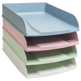 4 Corbeilles &agrave; courrier Autentik - Couleurs assorties - EXACOMPTA 