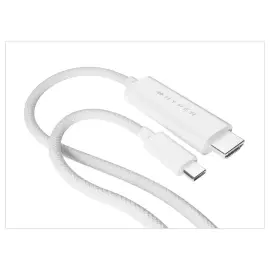 C&acirc;ble USB-C vers HDMI 4K en Nylon Tress&eacute; Blanc 2,5m - HYPERTEC 