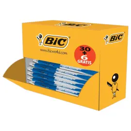 36 Stylos bille r&eacute;tractables Atlantis - Pack de 30 + 6 gratuits - Bleu - BIC 